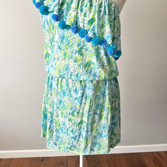 Lilly Pulitzer Idara One-shoulder Pompom Romper Dress Resort Women’s Size Medium - Picture 5 of 16